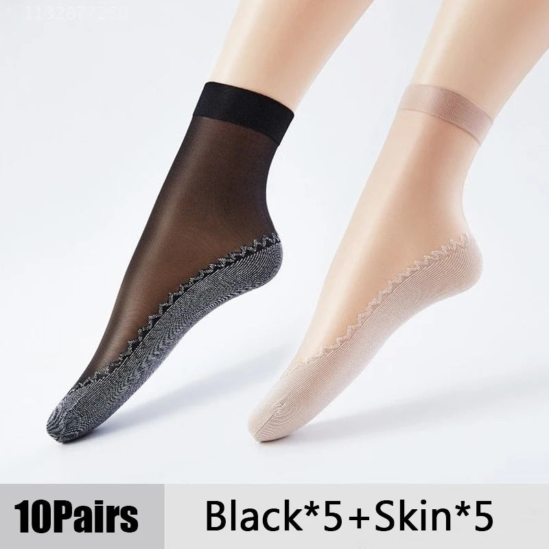 Calcetines transpirables ultrafinos para mujer, medias suaves, informales, ligeras, transparentes, para primavera y verano, 10 pares，calcetines dedos，calcetin mujer，calcetines dedos separados para mujer