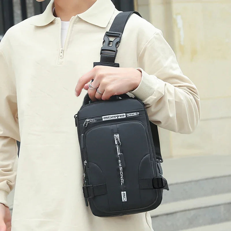 Mochila de montar para hombre, bolso de pecho para hombre, bolso de hombro informal para hombre, bolso cruzado ligero y de gran capacidad