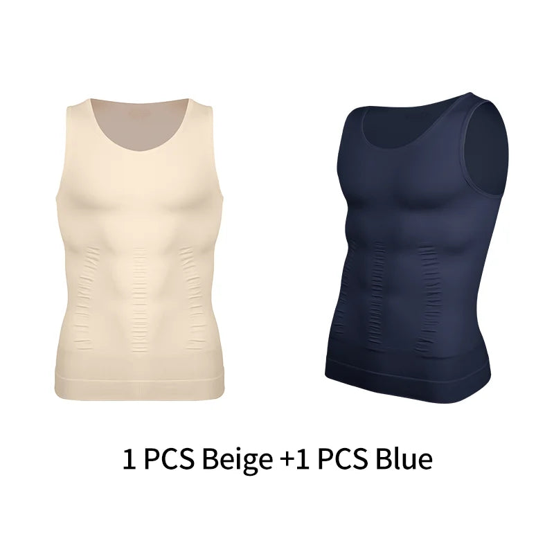 Chaleco moldeador de cuerpo adelgazante para hombre, camisa Abs para Abdomen, entrenamiento de gimnasio delgado, Control de barriga, camiseta sin mangas de compresión, ropa moldeadora sin mangas