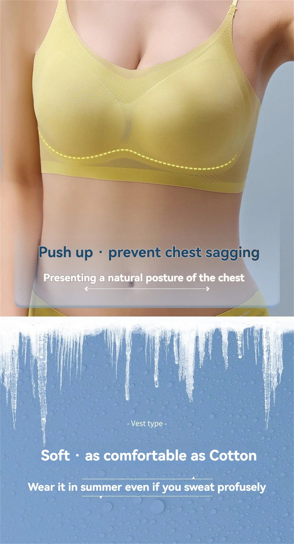 Sujetador superior de seda de hielo transpirable ultrafino para mujer, chaleco Halter con espalda sin costuras, sujetador envolvente, pecho pequeño juntos