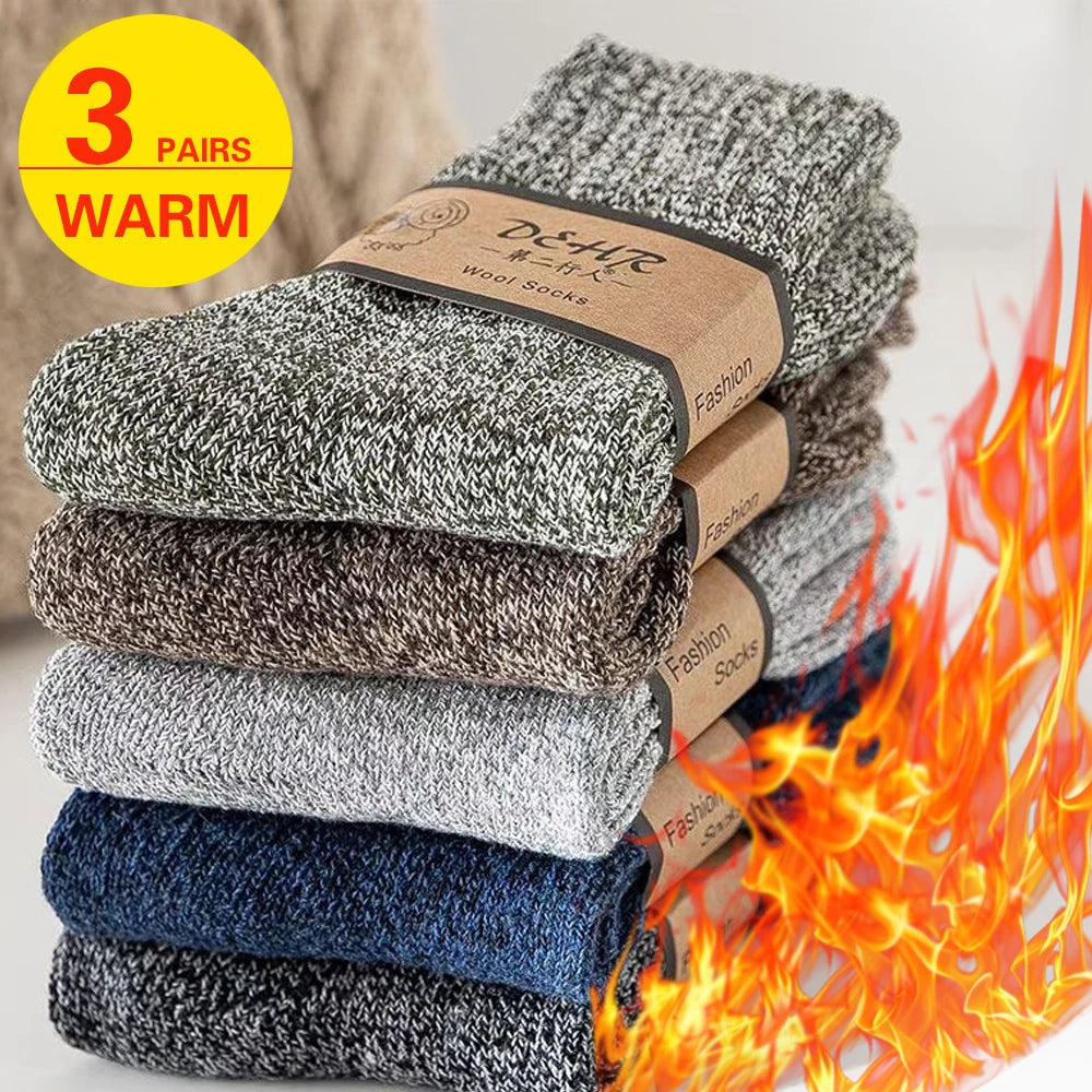 3 pares de calcetines gruesos de invierno para hombre, calcetines largos para deportes al aire libre, calcetines de nieve resistentes al frío a prueba de heladas para hombre, regalo 39-44