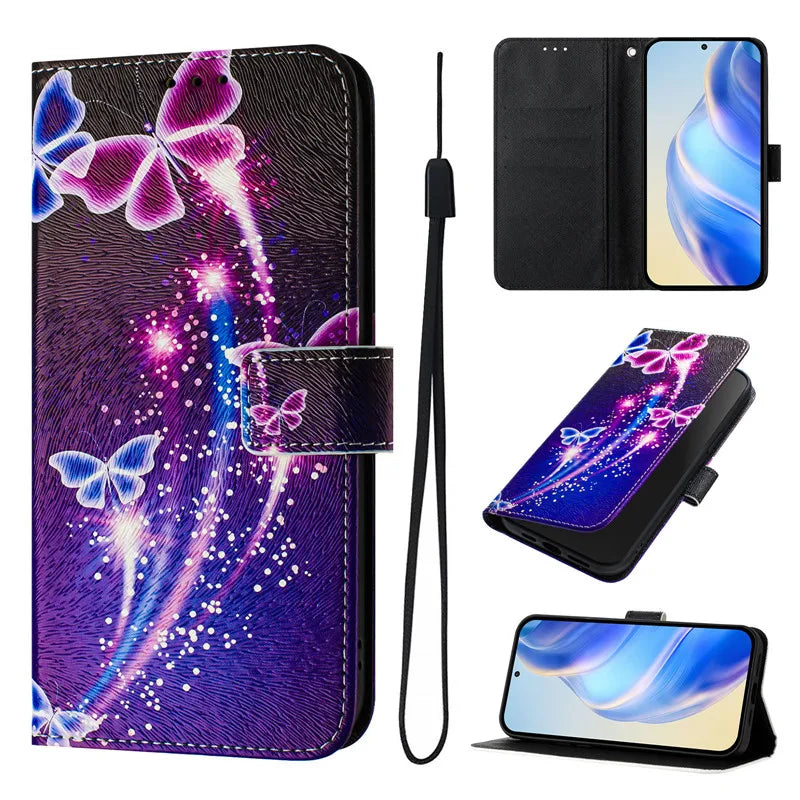 13 Funda de teléfono de cuero para iPhone 13 12 Mini 11 Pro 13Pro 12Pro Max 11Pro Coque Flip Cover Wallet fundas pintadas magnéticas gato oso