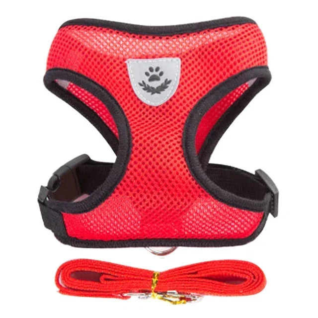 Arnés tipo chaleco para gatos, correa para pasear, collar para cachorros, arnés de malla ajustable de poliéster para perros pequeños y medianos, accesorios para mascotas