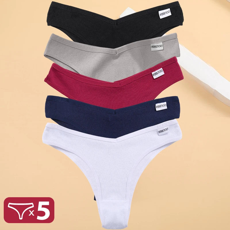 5 unids/set de bragas de lencería de algodón, ropa interior Sexy para mujer, Tangas, calzoncillos femeninos, bragas tipo Tanga, Bikini sólido de 13 colores