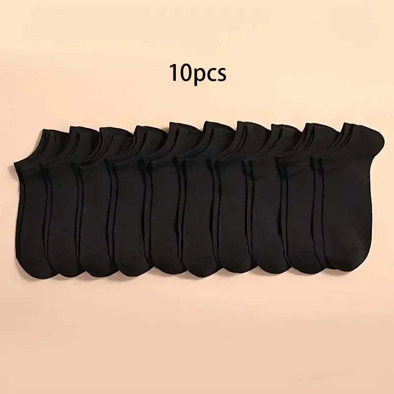 Calcetines Deportivos Unisex de Color Sólido para Primavera/Verano, 10/20/40 Pares, Calcetines Cortos Ligeros y Suaves para Hombre y Mujer, Paquete Económico