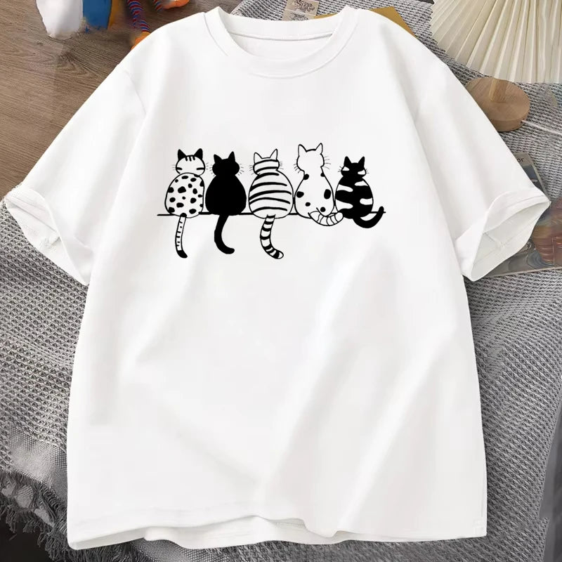 Camiseta cómoda con cuello redondo para mujer, camisetas informales holgadas Unisex, camisetas de verano