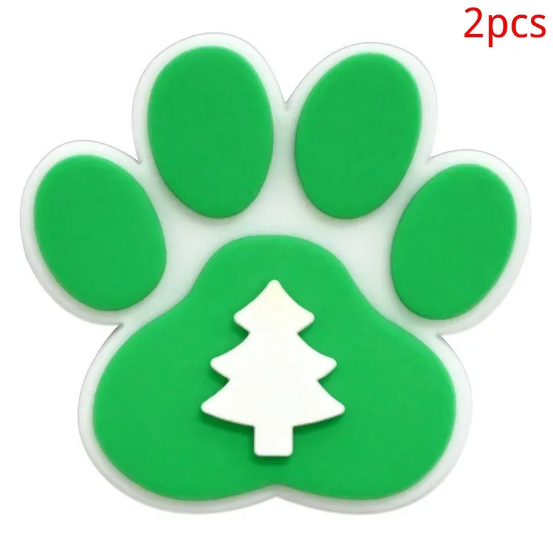 Bonita huella de pata de perro de dibujos animados, 2 uds., hebillas de PVC para zapatos, dijes, accesorios, decoraciones para zuecos, pulseras de zapatillas, regalo de fiesta DIY para niños