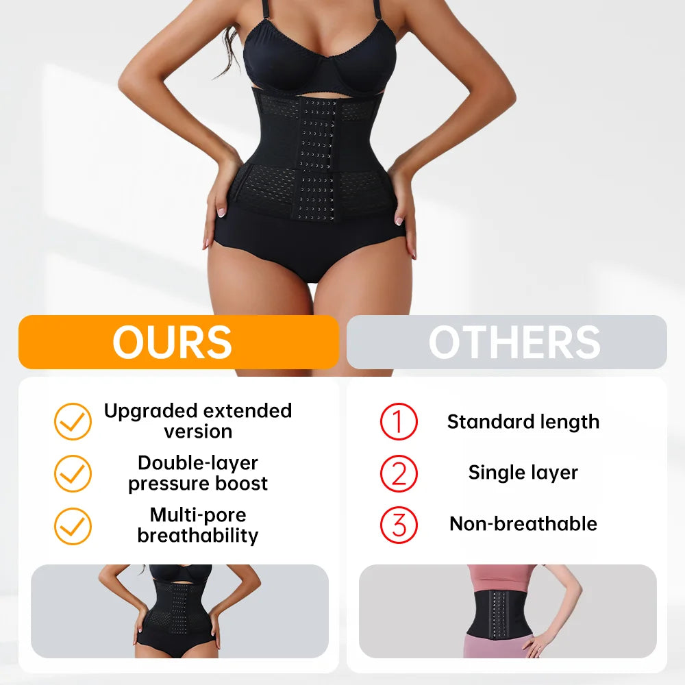 Nuevo Faja Reductora Ajustable para Mujer con Doble Cinturón de Neopreno y Cremallera, Corsé de Entrenamiento para Control Abdominal y Soporte Lumbar