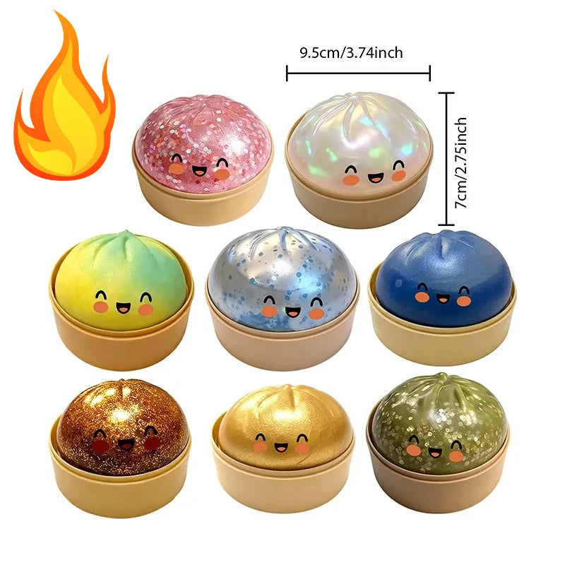 Pelota Antiestrés de Simulación con Forma de Dumpling, de Rebote Lento, Suave al Tacto, para Descompresión, Decoración para Oficina y Hogar, Regalos de Cumpleaños para Niños y Adultos