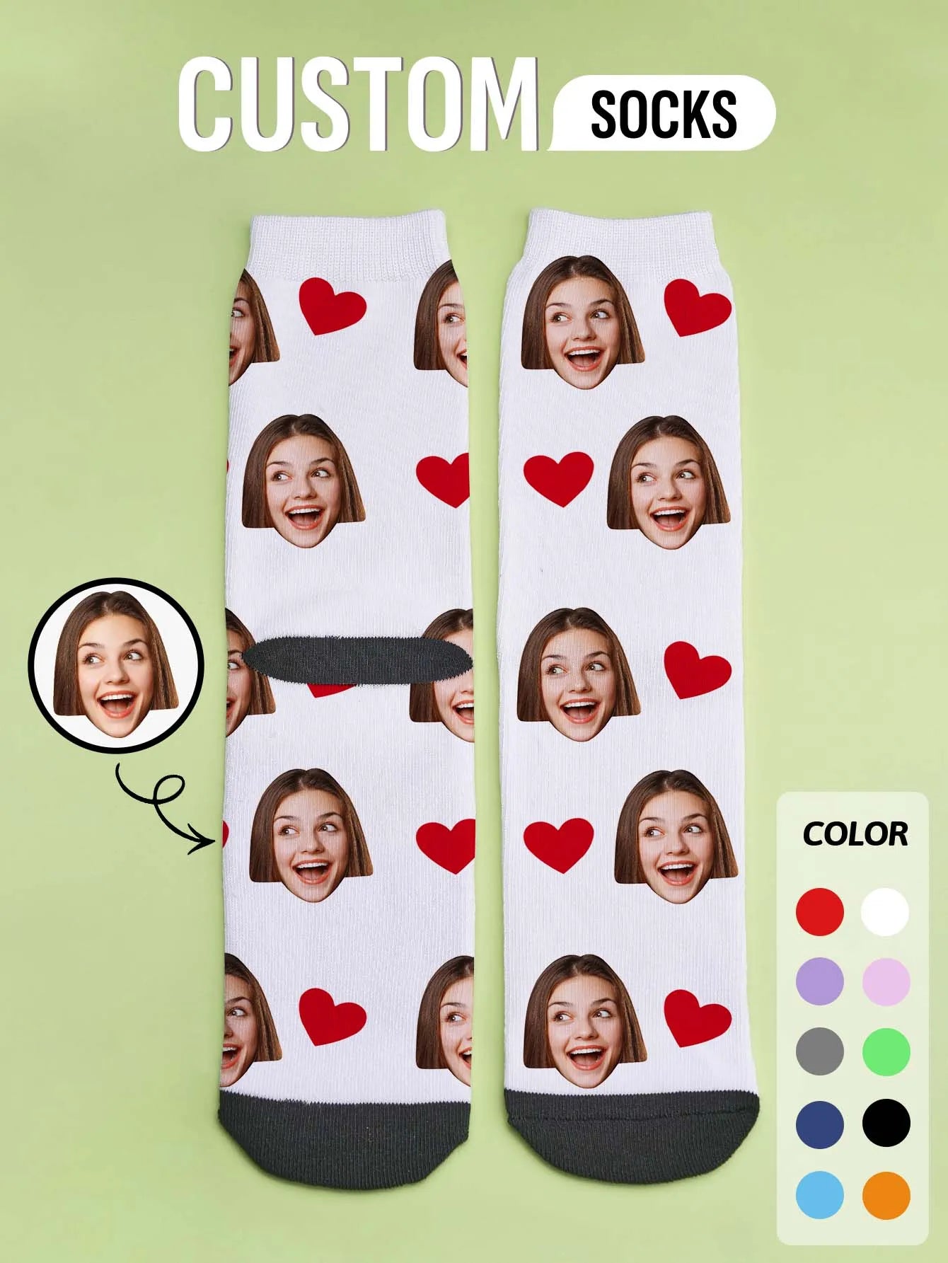 Calcetines con cara personalizada Calcetines con foto personalizados Calcetines divertidos personalizables con su imagen Dos tamaños disponibles Regalo único para pareja