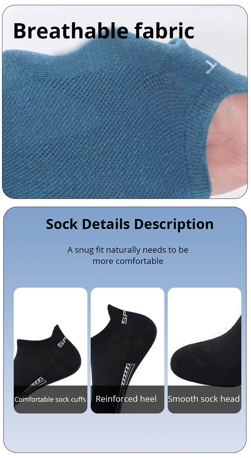 5/10/20 pares de calcetines deportivos de poliéster transpirables de malla fina de verano para hombre calcetines cortos absorbentes de sudor