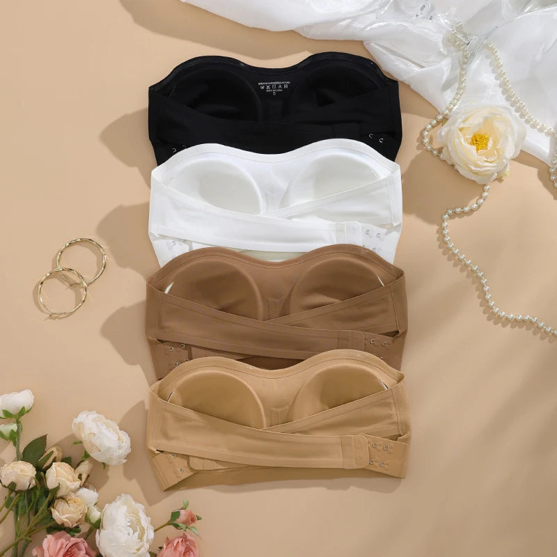 1 unds/3 unids/pack YMQJ sujetador sin costuras acolchado extraíble de seda de hielo suave sin rastro para mujer sujetador sin costuras para mujer sujetador sin tirantes