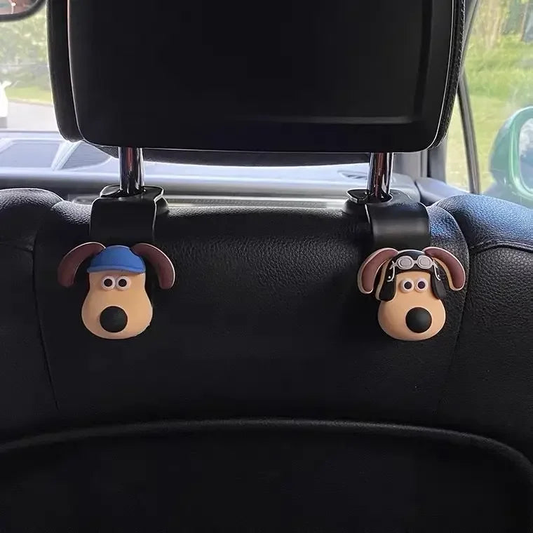 Gancho trasero para asiento de coche con cabeza de perro, decoración tridimensional 3D para asiento trasero de coche, accesorios decorativos para Interior