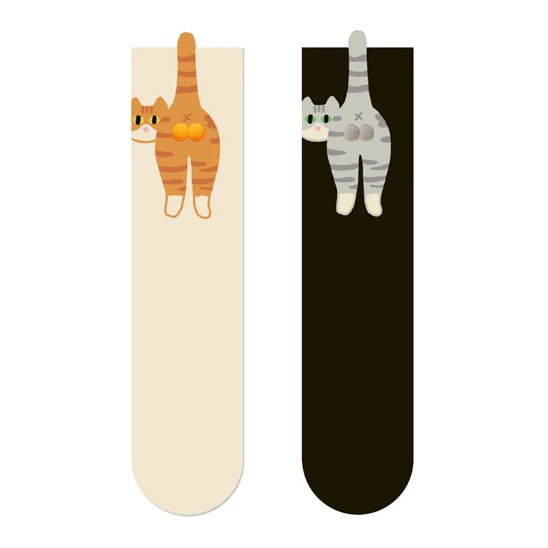 Calcetines Divertidos con Diseño de Gato, Negros/Blancos, Transpirables, Suaves, para Mujer, Novedad, Regalo Kawaii