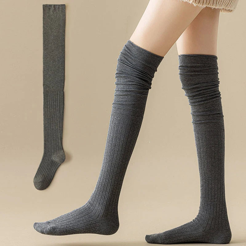 1/4 pares de calcetines hasta la rodilla de Color sólido para mujer, calcetines de Botas Largas informales de alta elasticidad, transpirables, cómodos, adecuados para todas las estaciones