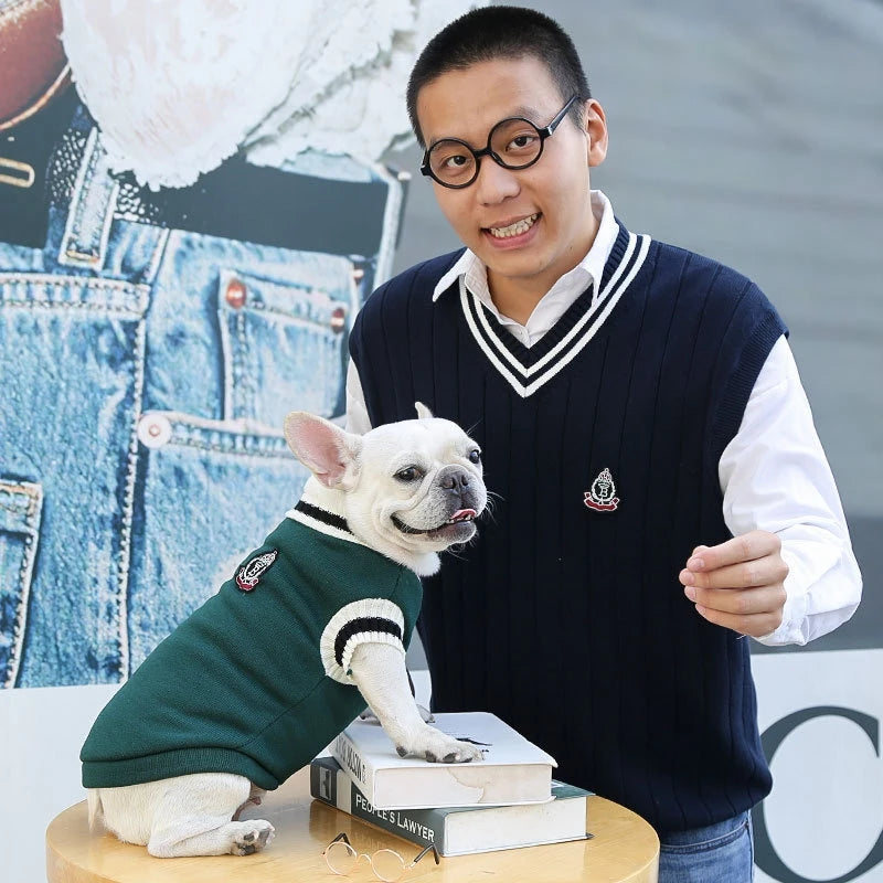 Suéter de moda para perros, ropa cálida de invierno para perros pequeños y medianos, suéter para gatos de estilo universitario, jersey para cachorros, ropa para perros Chihuahua