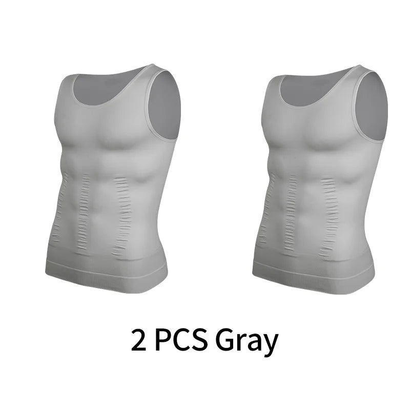 Chaleco moldeador de cuerpo adelgazante para hombre, camisa Abs para Abdomen, entrenamiento de gimnasio delgado, Control de barriga, camiseta sin mangas de compresión, ropa moldeadora sin mangas