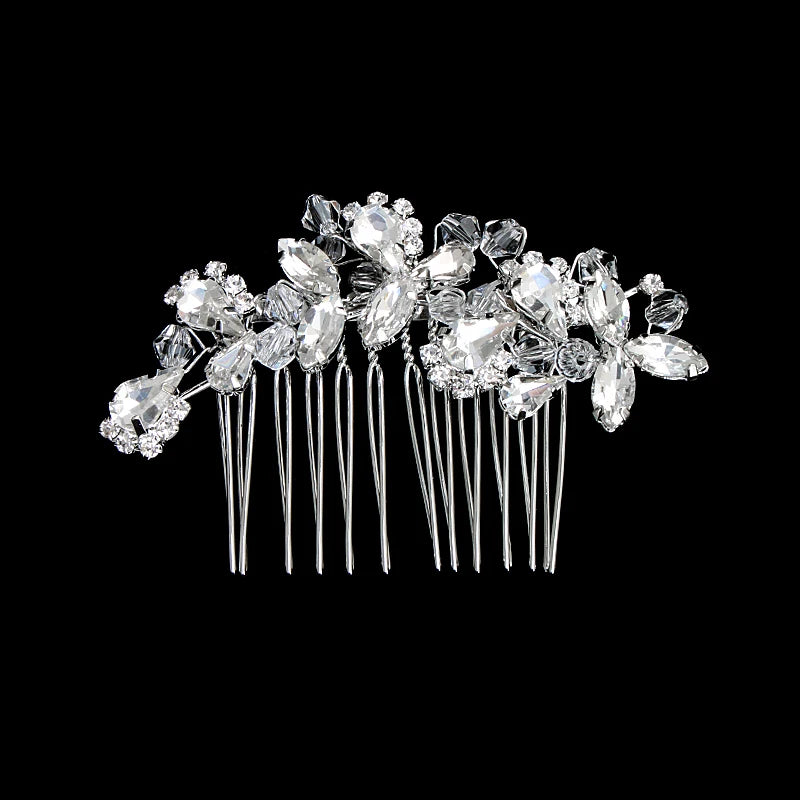 Nuevo peine de aleación de plata hecho a mano con perlas y diamantes de imitación, tocado de Metal a la moda, accesorio de joyería para el cabello elegante para mujer