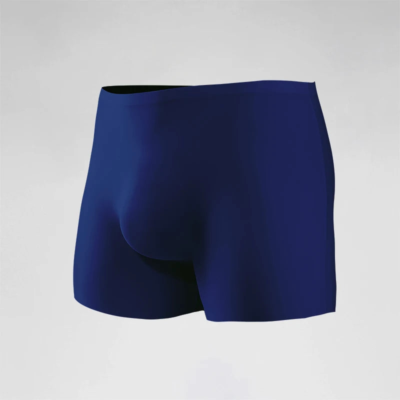 Ropa interior para hombre, Boxers de seda helada con estampado 3D, Boxers finos sin costuras, pantalones cortos deportivos alargados de verano para la cabeza
