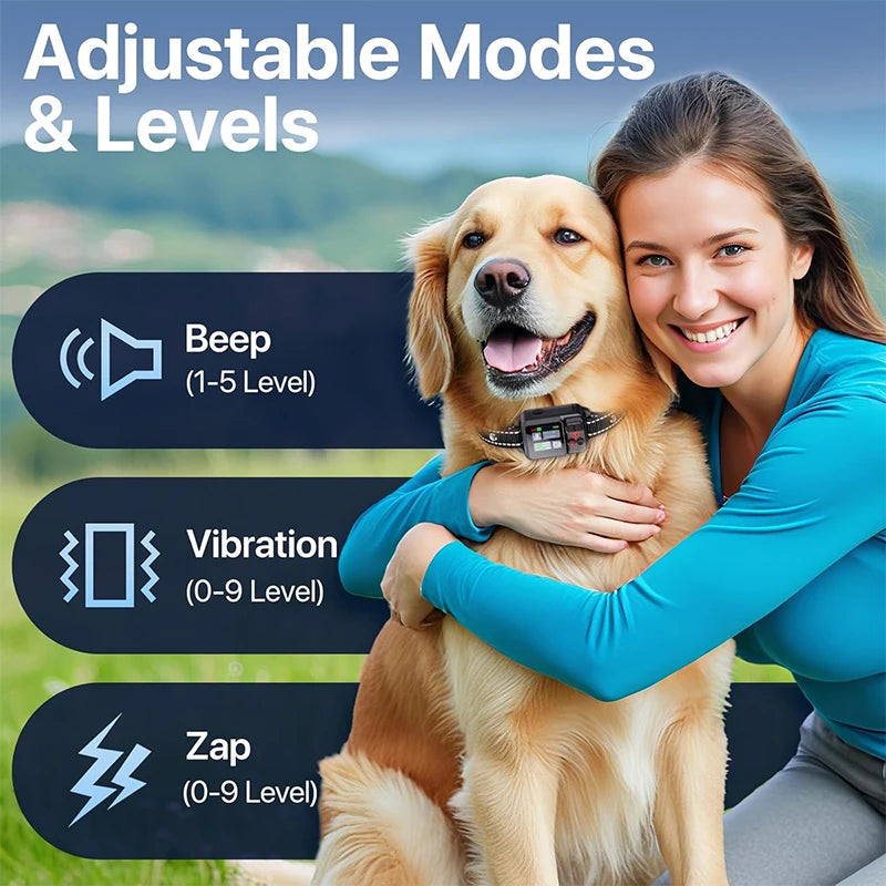 Valla electrónica inalámbrica GPS para mascotas, valla para perros y tapón para ladridos, entrenador para perros, Collar de descarga eléctrica para entrenamiento, actualización 2025