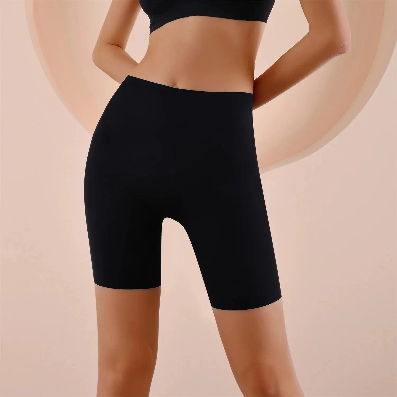 Pantalones cortos de cintura alta sin costuras para mujer, ropa interior deportiva, Bóxer, Control de barriga, elevación de cadera, seda de hielo, seguridad