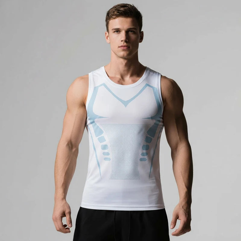 Nuevo chaleco de compresión deportivo para hombre, moldeador de cuerpo, chaleco de compresión adelgazante, camiseta interior ajustada para gimnasio y baloncesto