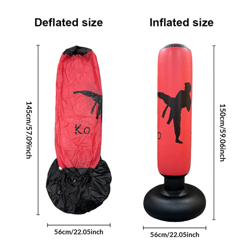1 unidad de saco de boxeo inflable estilo KO, columna de boxeo, accesorios de entrenamiento para karate y taekwondo