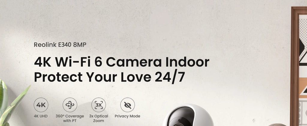 Cámara IP WiFi REOLINK E1 Pro 3K 5MP PT con Seguimiento Automático, Monitor para Bebés, Detección de Personas/Mascotas/Llanto, Audio Bidireccional, Cámara de Seguridad