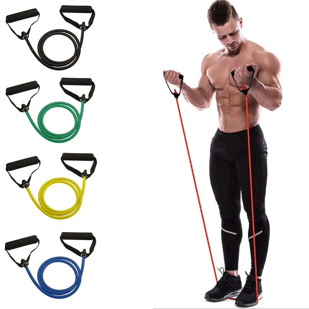 Bandas de resistencia con asas, bandas de ejercicio, bandas de entrenamiento con asas para hombres y mujeres, equipo de entrenamiento de fuerza en casa