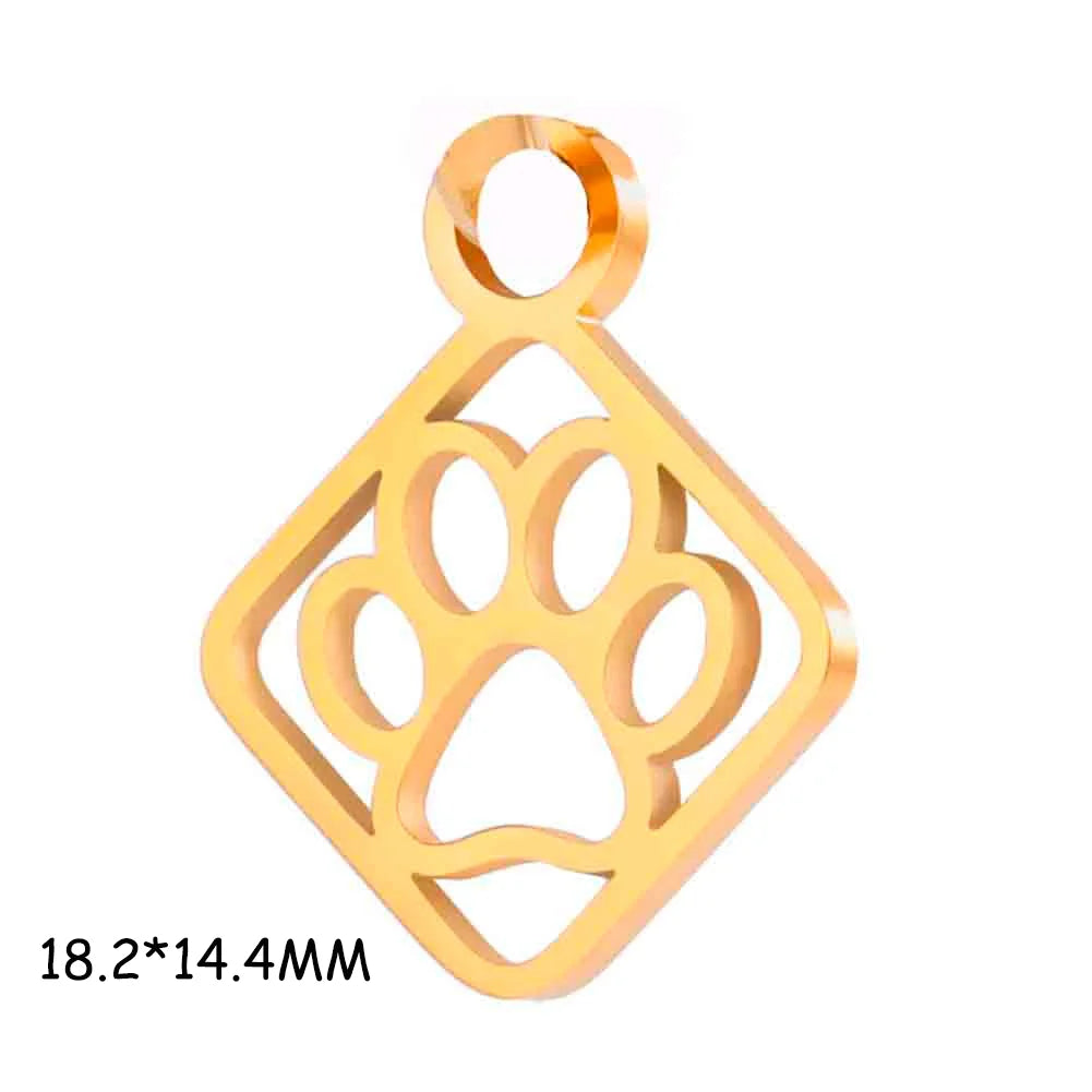 Cazador-abalorios de acero inoxidable con huella de pata de perro y gato, para hacer joyería DIY, bonito colgante de Animal para pulsera, pendientes y collar