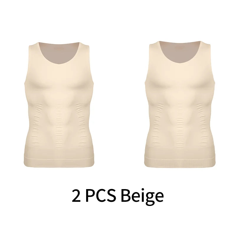 Chaleco moldeador de cuerpo adelgazante para hombre, camisa Abs para Abdomen, entrenamiento de gimnasio delgado, Control de barriga, camiseta sin mangas de compresión, ropa moldeadora sin mangas