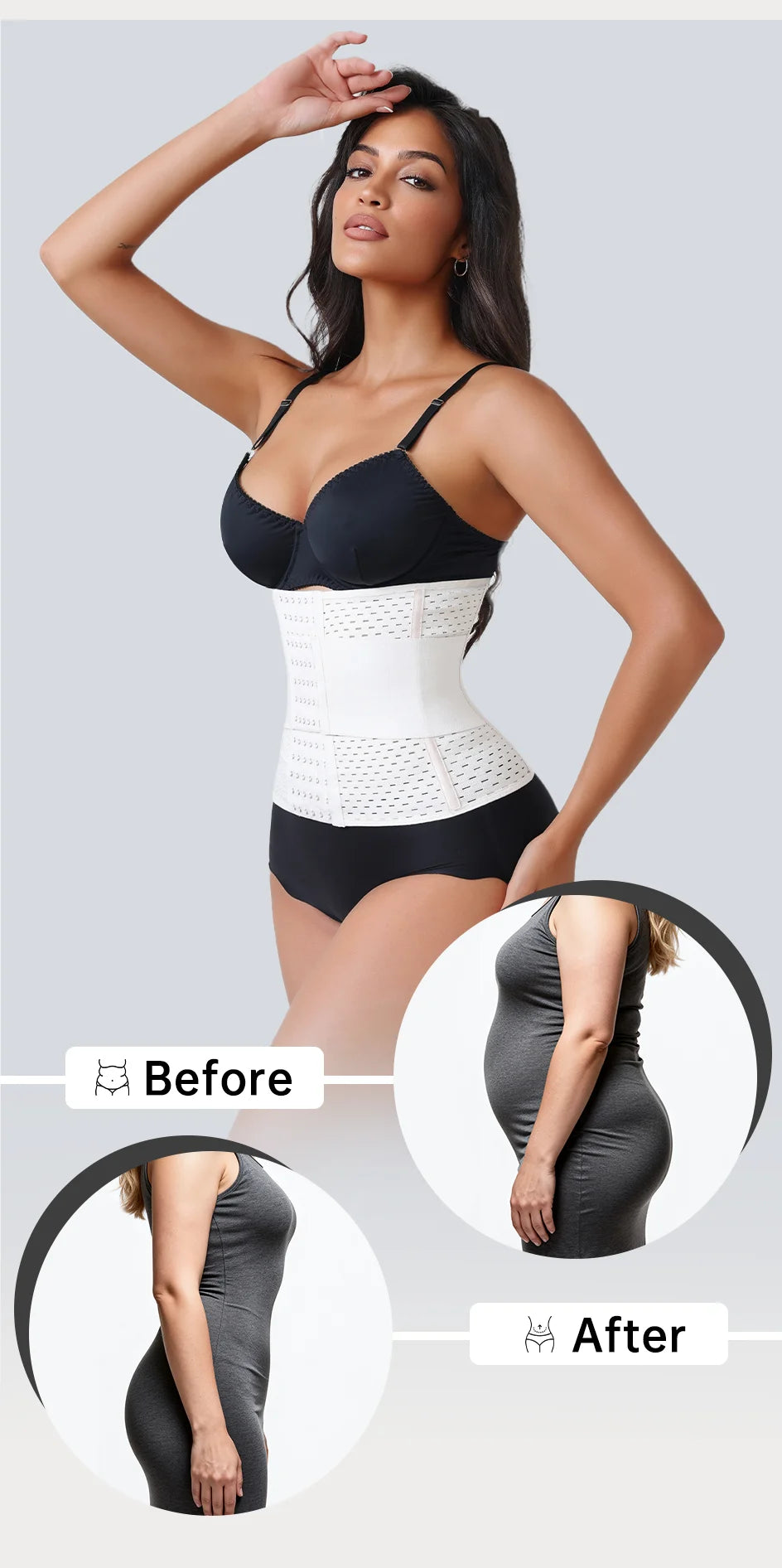 Nuevo Faja Reductora Ajustable para Mujer con Doble Cinturón de Neopreno y Cremallera, Corsé de Entrenamiento para Control Abdominal y Soporte Lumbar