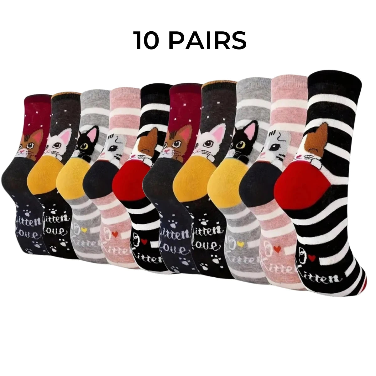 5 pares de calcetines de mujer con estampado de gato, lindos, únicos, divertidos, cómodos, que absorben la humedad