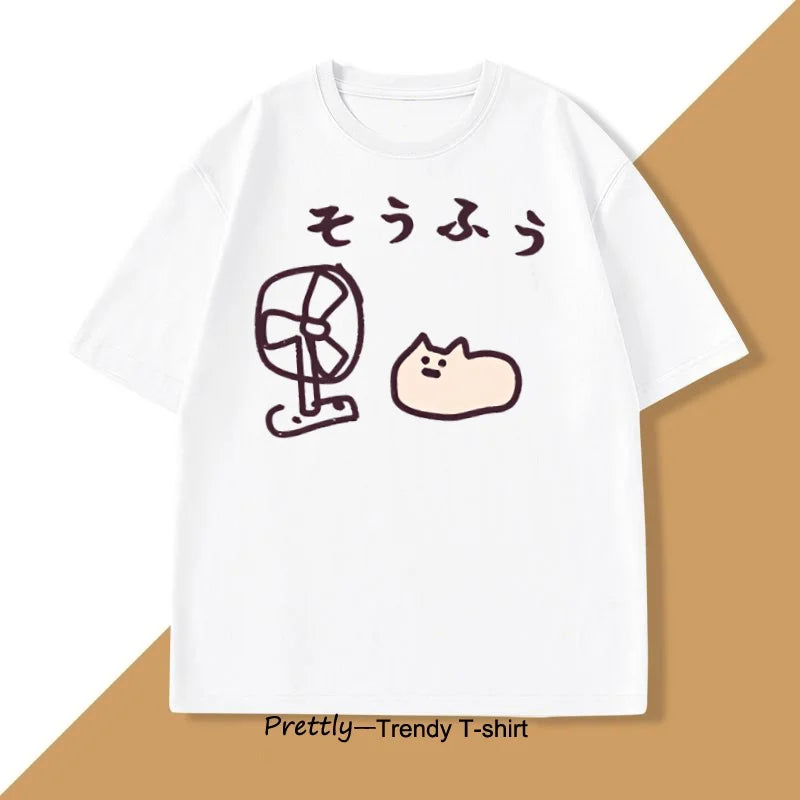 Camiseta de estilo japonés para hombre y mujer, camiseta divertida de manga corta de algodón, camisetas gráficas, ropa de calle de verano, camisetas estampadas