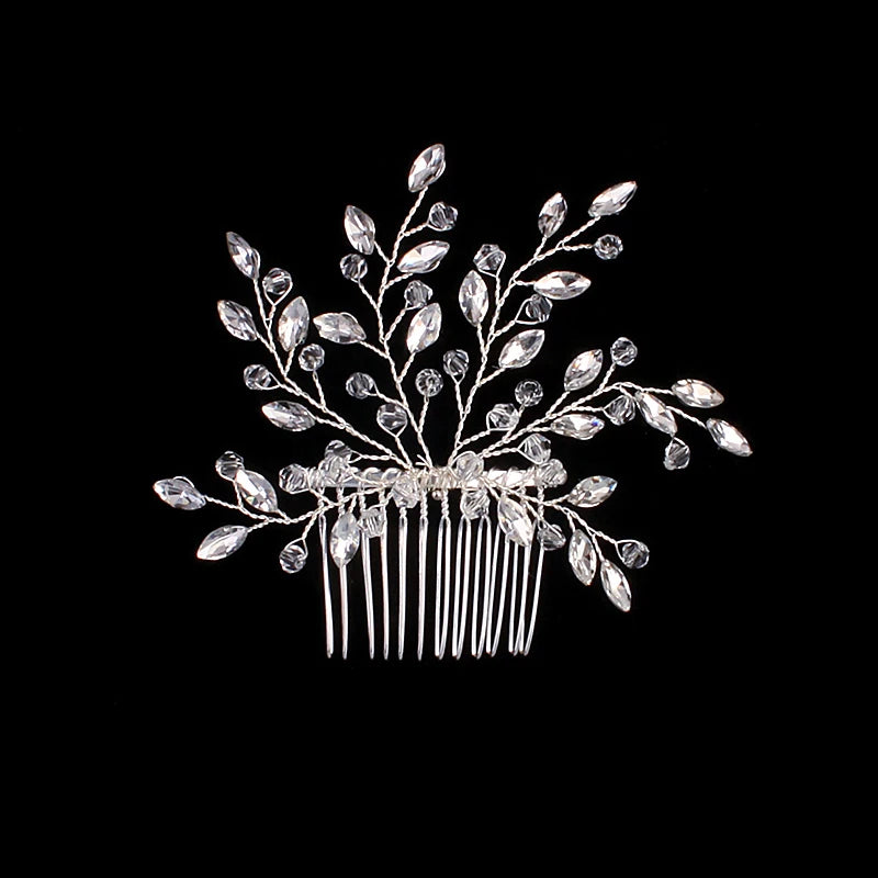 Nuevo peine de aleación de plata hecho a mano con perlas y diamantes de imitación, tocado de Metal a la moda, accesorio de joyería para el cabello elegante para mujer