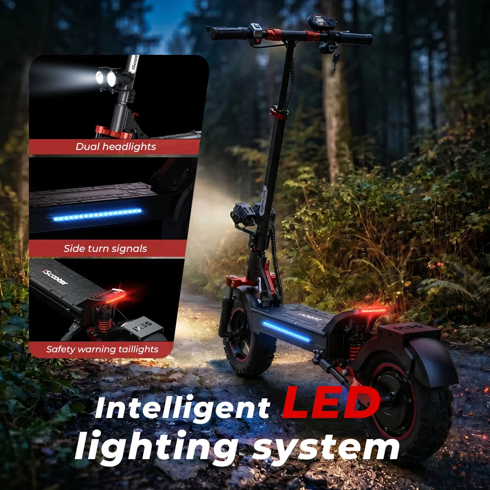 Patinete eléctrico iScooter iX5s de 15 Ah y 1000 W, potente, antideslizante, todoterreno, con neumático, autonomía de 65 km y 45 km/h.