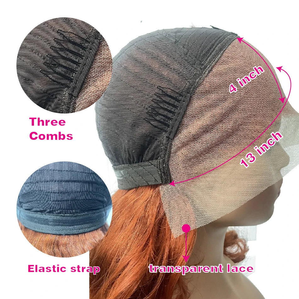 Pelucas de cabello crudo 100% vietnamita, densidad 250, ombré, doble estiramiento, rizado, onda suelta, 13x4 HD, peluca sin pegamento con encaje frontal prearrancado