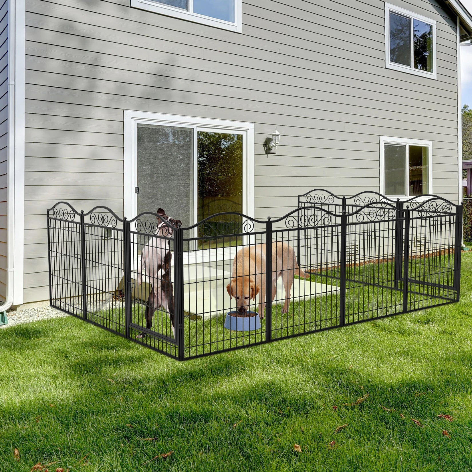Parque infantil para perros, parque infantil de 8 paneles de 32 pulgadas de altura, valla de ejercicio para perros antioxidante plegable para interiores y exteriores, portátil