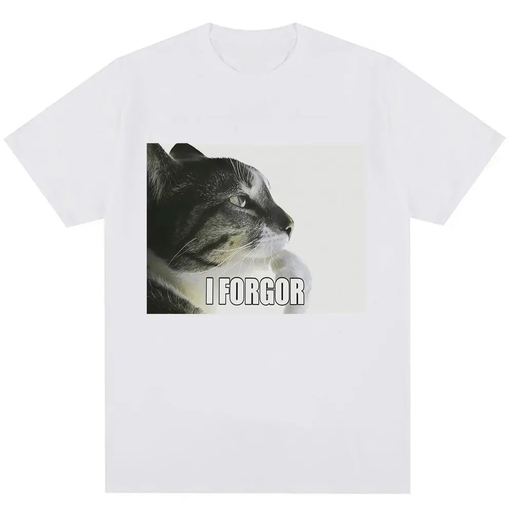 Camiseta gráfica I Forgor Funny Cat Meme para mujer, camisetas Vintage de Humor a la moda, camiseta informal, ropa de calle, regalos, camisas para mujer