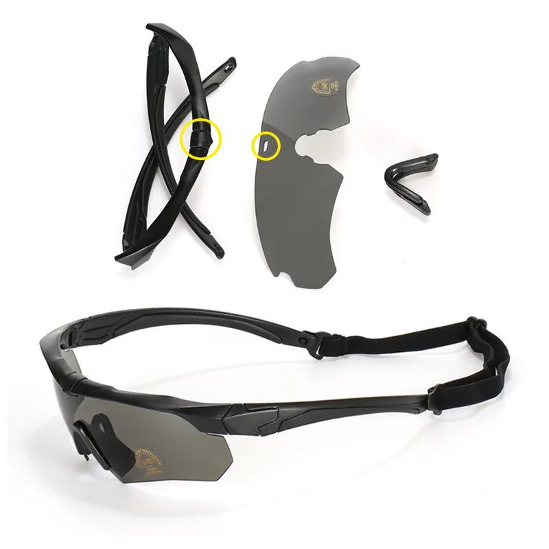 Gafas tácticas CS Airsoft gafas de tiro a prueba de viento HD 3 lentes Motocross motocicleta montañismo gafas seguras