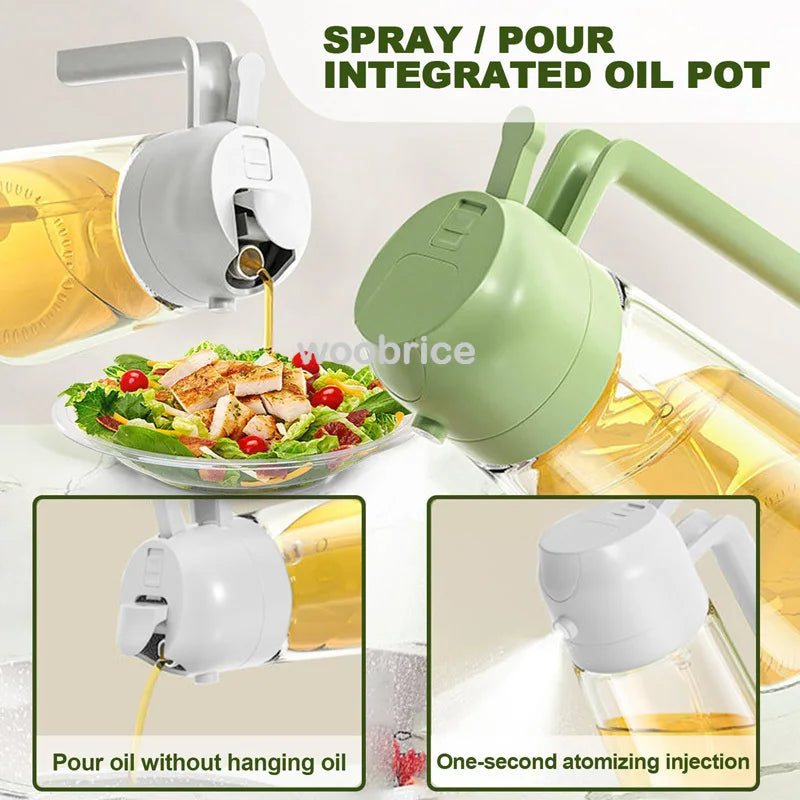 Dispensador de aceite en aerosol 2 en 1 para cocina, pulverizador de aceite o solo cepillo pulverizador para freír al aire, ensaladas, asar, cocinar en la cocina
