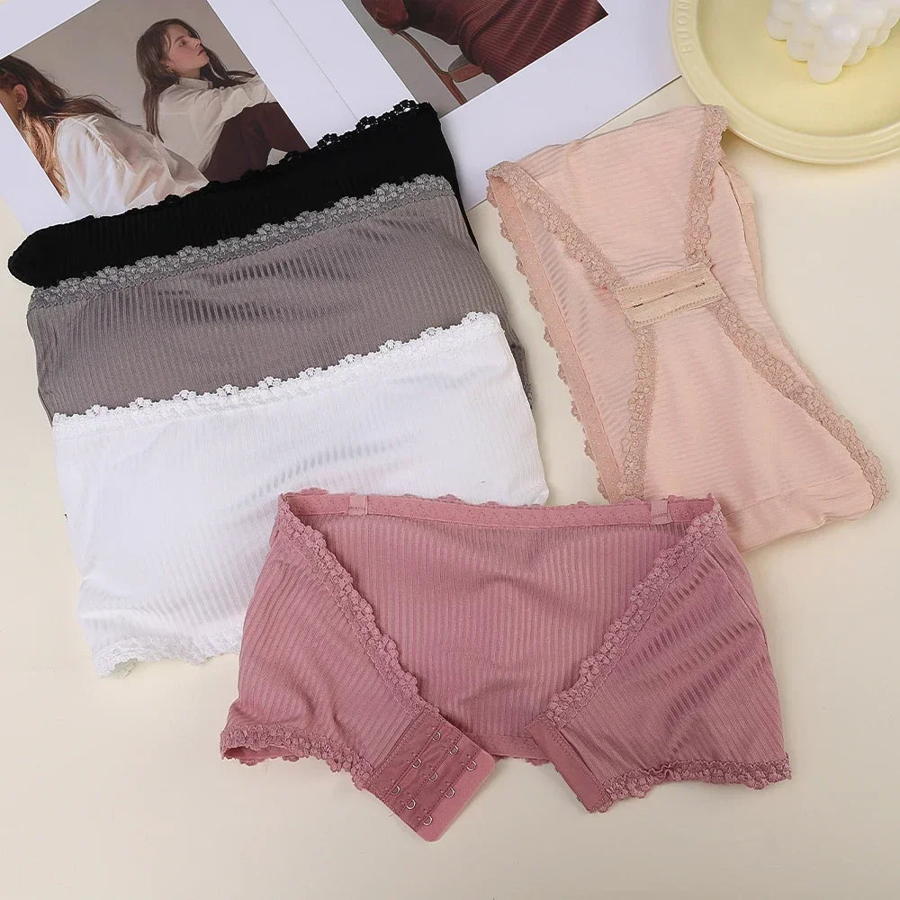 Sujetadores sin tirantes de verano para mujer, Tops sexis de encaje en la espalda para el pecho, ropa interior transpirable sin costuras, sujetador Invisible sólido para envolver el pecho
