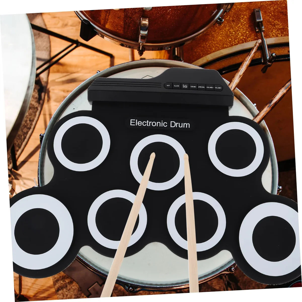 Rollo de mano de silicona plegable, tambor electrónico USB, Kit de almohadilla de práctica portátil con baquetas, Pedal de sostenido, novedad de 2022