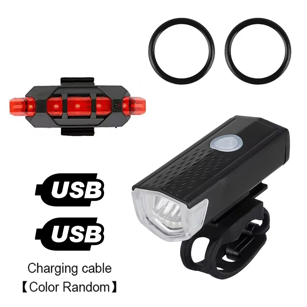 Juego de luces delanteras para bicicleta con luz trasera, recargable por USB, fácil de instalar, 3 modos, accesorios para bicicleta de carretera MTB