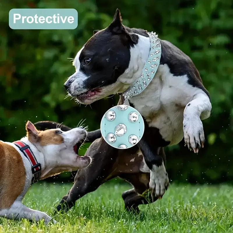 Juego de Collar y correa para perro con pinchos, Collar de perro de cuero con remaches, Collar ajustable para caminar al aire libre