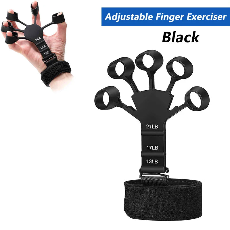 iLMH Entrenador de fuerza de agarre ajustable de 5-60 kg con ejercitador de dedos, fortalecedor de agarre de mano para desarrollo muscular y recuperación de lesiones