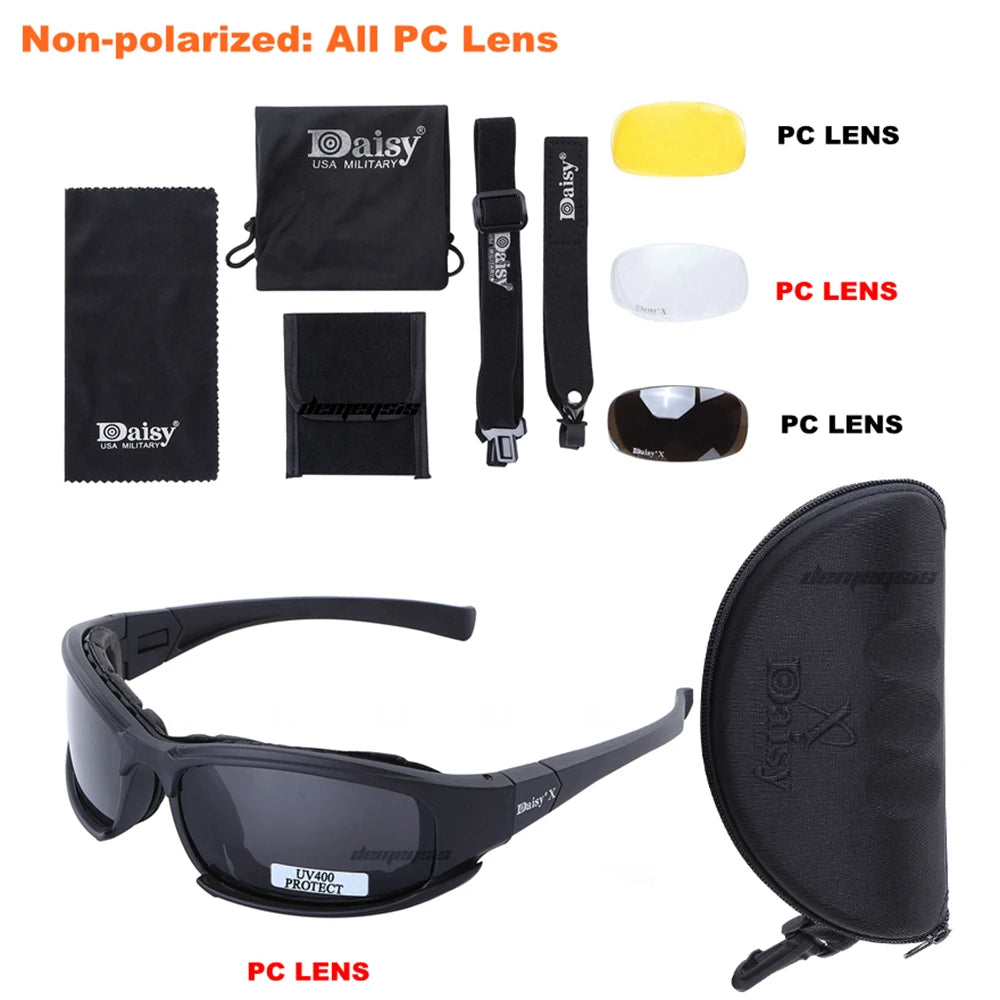 Gafas de Sol Fotocromáticas, Gafas Tácticas Polarizadas con 4 Lentes, Gafas de Airsoft, Gafas de Tiro, Gafas de Motociclismo, Gafas de Senderismo al Aire Libre