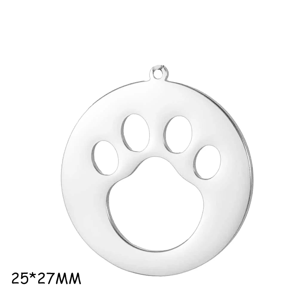 Cazador-abalorios de acero inoxidable con huella de pata de perro y gato, para hacer joyería DIY, bonito colgante de Animal para pulsera, pendientes y collar