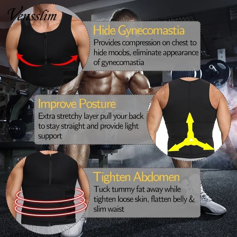Vensslim-Chaleco moldeador de cuerpo para hombre, entrenador de cintura, camisa adelgazante, camiseta interior de compresión para Sauna y sudor, ropa moldeadora, quemador de grasa, Tops de entrenamiento