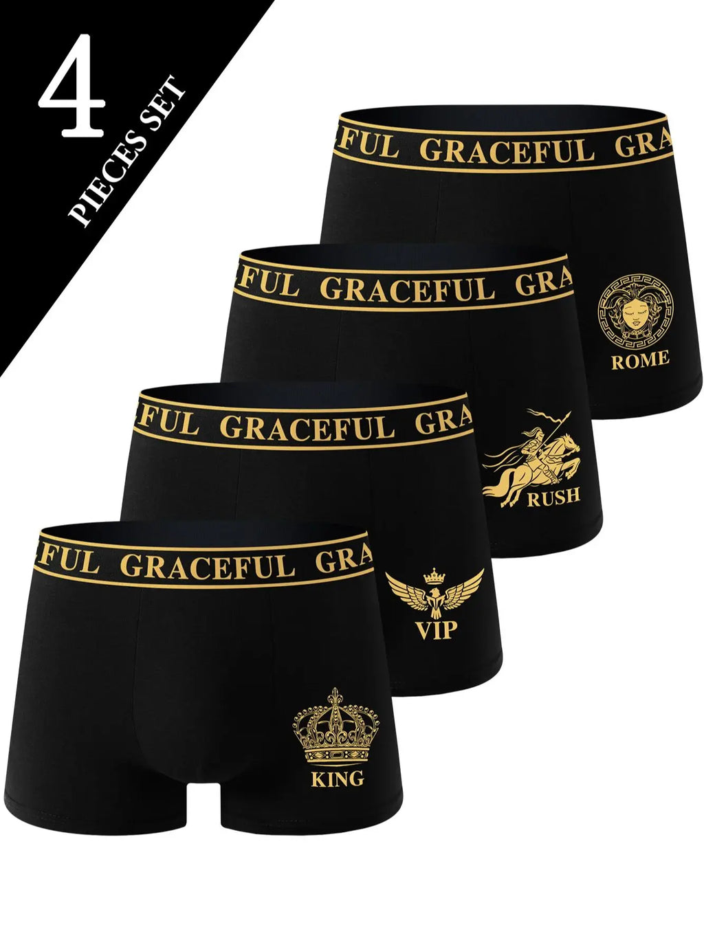 Ropa interior para hombre de 4 piezas, calzoncillos Boxer suaves y transpirables y cómodos para hombre, pantalones deportivos informales negros de alta calidad para hombre